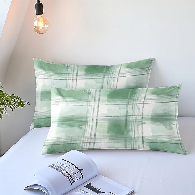 Green Abstract Comforter Sets King Size, Dorm Geometric Print Bedding Set 3 Pieces, Bedding Sets with 1 Comforter (104" x 90") and 2 Pillowcases for Bedroom Decor