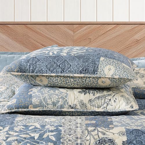 California King Quilt Set-3 Pieces Soft Bedding Floral Patchwork Coverlet