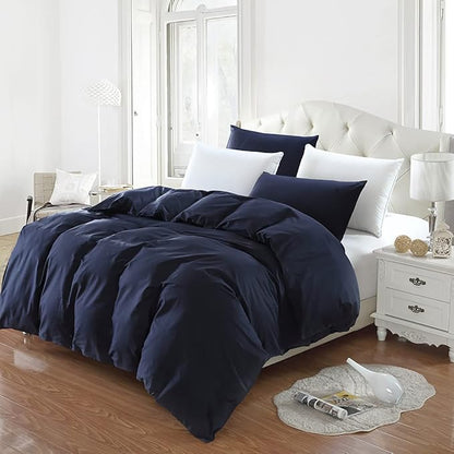 KAREVER Navy Comforter Set Twin Bedding Set Girls Bed Comforter Set Breathable Blanket Teens Dark Navy Lightweight Quilts Set Twin Size All