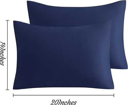 NTBAY Toddler Pillow Cases Set of 2, 2 Pack Brushed Microfiber 14x20 Pillow Cases, Soft, Wrinkle, Fade, Stain Resistant Navy Blue Pillow Cases with Envelope Closure, 14x20 Inches, Navy Blue