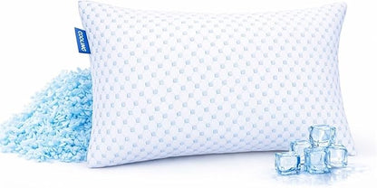 Nestl Cooling Pillow for Sleeping 1 Pack, Luxury Shredded Memory Foam Pillows Queen Size, Adjustable Cold Gel Pillows for Hot Sleepers Supportive Cool Pillow for Side Back Stomach Sleepers