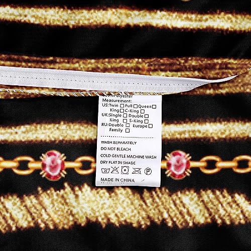 Gold Glitter Chains Duvet Cover and Pillowcases for Gilrs Bedroom Pink Bed Set Decor Black Comforter Cover Sets Twin Size
