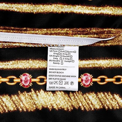 Gold Glitter Chains Duvet Cover and Pillowcases for Gilrs Bedroom Pink Bed Set Decor Black Comforter Cover Sets Queen Size