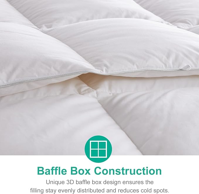 APSMILE Heavyweight Down Feather Fibers Comforter Oversized King Size - Ultra-Soft Luxury High Fill-Power Hotel-Style Thicker Winter Duvet Insert for Colder Weather/Sleeper (120x98, White)