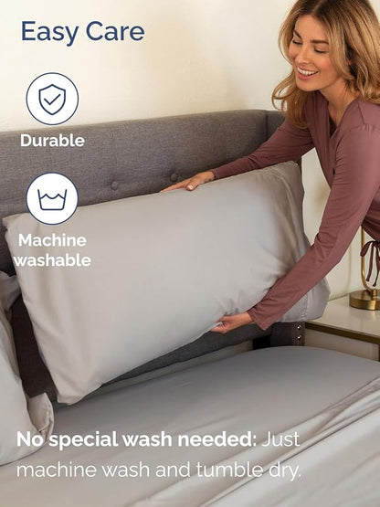 Extra Deep Pocket Full Size Sheet Set - 4 Piece Breathable & Cooling Bed Sheets - Hotel Luxury Bedding with 16 to 21 inch Extra Deep Pockets - Soft, Fade and Wrinkle Resistant - Oeko-Tex - Light Grey