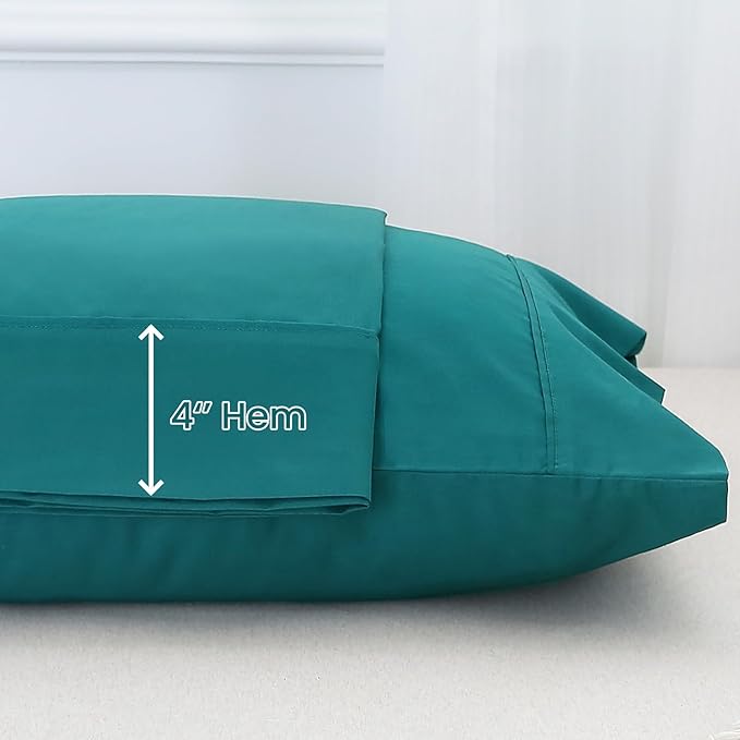 WINLIFE Queen Pillowcases Set of 2, 100% Cotton Queen Pillow Cases 2, Envelope Closure 20×30 inches, Soft and Breathable Pillow Cover, Dark Teal