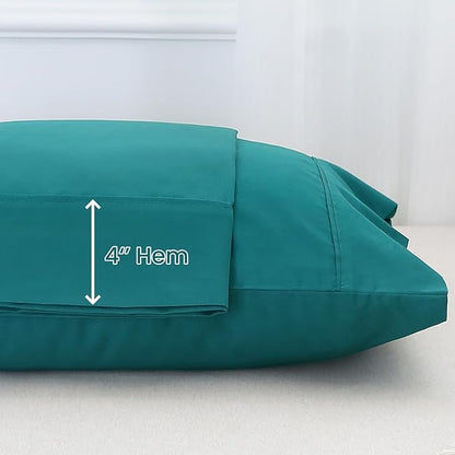 WINLIFE Queen Pillowcases Set of 2, 100% Cotton Queen Pillow Cases 2, Envelope Closure 20×30 inches, Soft and Breathable Pillow Cover, Dark Teal