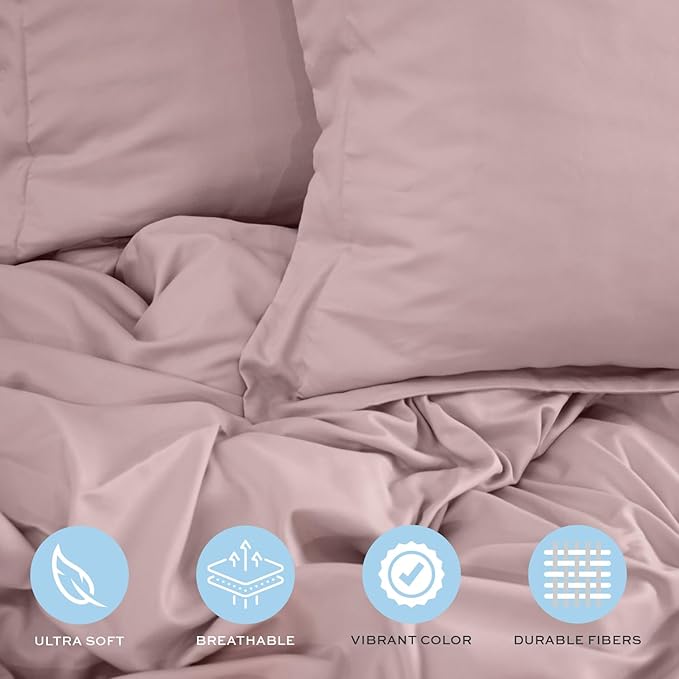 White Classic Pink Duvet Cover Queen Size, Microfiber Duvet Cover with Zipper, Set of 1 Down Comforter Cover with 2 Pillow Shams, Luxury Comforter Cover Queen Size | Comforter Not Included