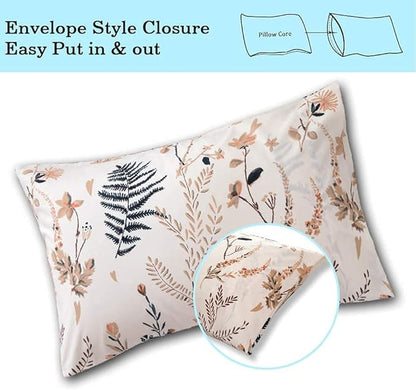 JSD 6 Piece Blush Floral Printed Sheet Set King Size, Soft Boho Botanical Microfiber Bed Sheets Extra Deep Pocket