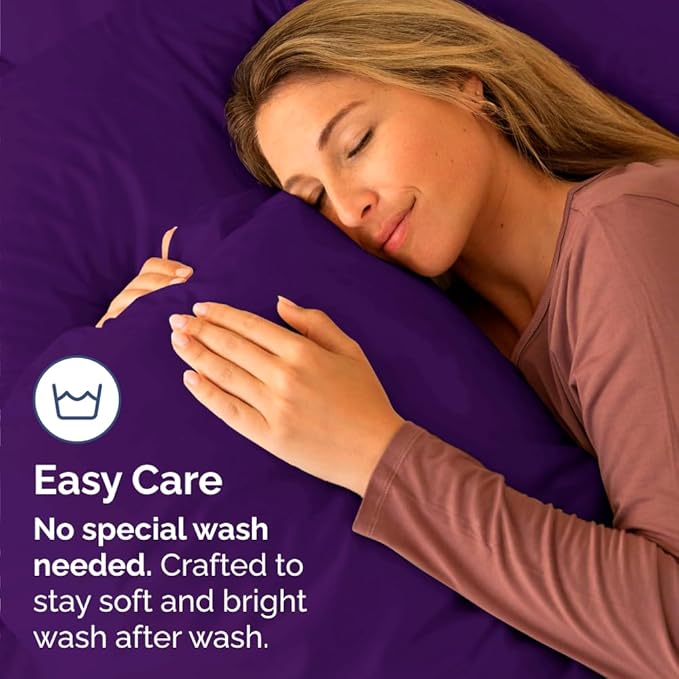 King Standard Pillow Cases Set of 4 - Soft Hotel Quality Pillowcase Covers - Comfy Bedding for Women, Men, Kids & Teens - Machine Washable Pillow Protectors - 4 Piece Set - King Standard Size Purple