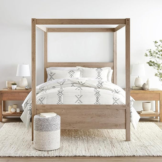 LINENS & HUTCH Comforter Set Patterned Microfiber All Season Down-Alternative Ultra Soft Bedding in Urban Stitch - King/Cal-King Urban Stitch Gray