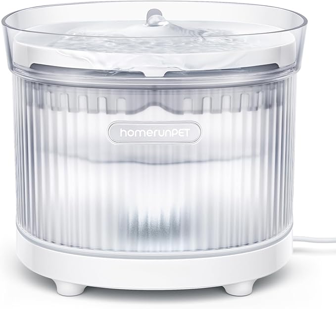 HomeRunPet Cat Water Fountain Porcelain-Tray with Wireless Pump, 68oz | 20dB Ultra Quiet, Detachable Design for Easy Cleaning, Filter Included, Water Fountain for Cats Indoor