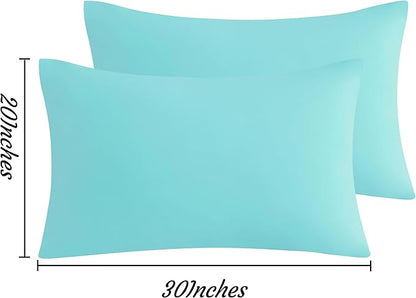 NTBAY Queen Pillow Cases Set, 2 Pack Brushed Microfiber 20x30 Inches, Aqua with Envelope Closure, Soft, Wrinkle, Fade, Stain Resistant