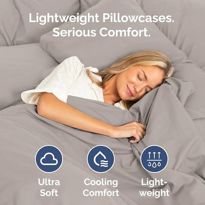 Body Pillowcases Set of 4-20x54 Long Body Pillow Case - Soft Body Pillow Cover for Sleeping & Side Sleepers - Comfy, Breathable & Fade Free - Machine Washable w/Envelope Enclosure - (Light Grey)