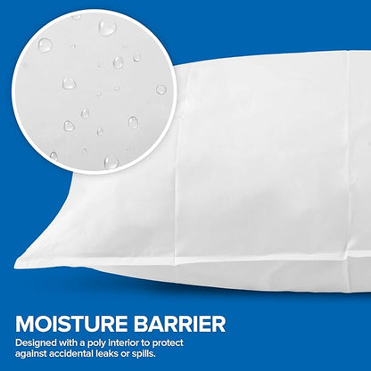 Stock Your Home (400 Count) Disposable Pillow Case Covers, Tissue/Poly 21" x 30" Standard Size, Single-Use Pillowcases with Moisture Barrier in White