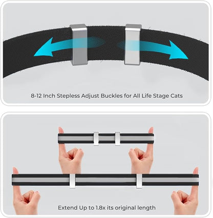 Tag Cat Collar, Ultra Elastic Cat Tracker Collar (Reflective Black) | Compatible with Apple Tag Holder, Lightweight, Scratch Resistant, Stepless Adjustable Pet Tracking Collars for Cat Kitten