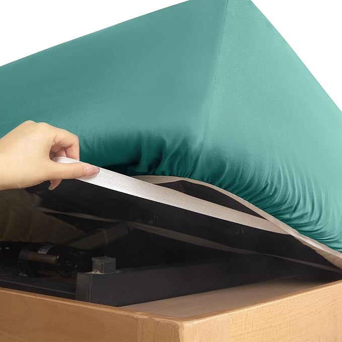 SiinvdaBZX Split Top King Fitted Sheet Only for Adjustable Bed, Ultra-Soft Microfiber 34 Inch Top Split Head Sheets Half Split King Bottom Sheet, Fits 14" -16" Deep Pocket, Teal