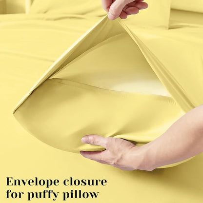 BYSURE 6 Pieces Bed Sheets Set(King, Yellow) - Hotel Luxury Super Soft 1800 Thread Count 100% Microfiber Sheets with Deep Pockets, Wrinkle & Fade Resistant