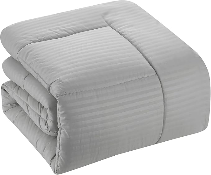8 Piece Comforter Set Bag with Dobby Stripe Design, Case Pack (Pack of 3)