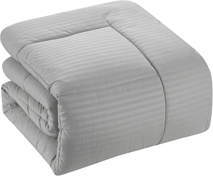 8 Piece Comforter Set Bag with Dobby Stripe Design, Case Pack (Pack of 3)