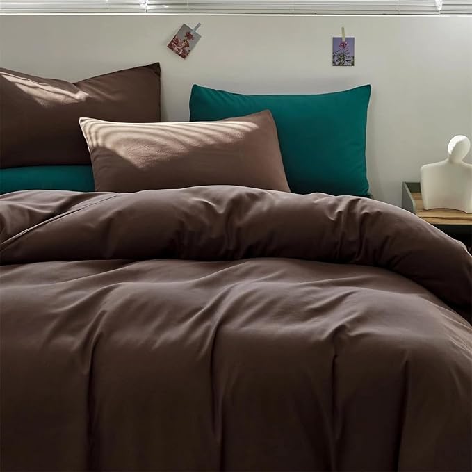 Houseri Brown Cal King Comforter Set Mocha Bedding California Size Coffee Color Cali Dark Colored Sets Vintage Solid Chocolate Blanket Oversized, King(96''*104''-Comforter)
