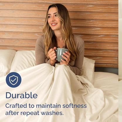 Bulk Case Pack of 16 Sheet Sets - (16) Complete Full Size Sheet Sets w/ Deep Pockets - Wholesale Bulk Bedding for Hotels, Spas & Airbnbs - Breathable, Cooling, Soft & Wrinkle Free - (Full, Off White)