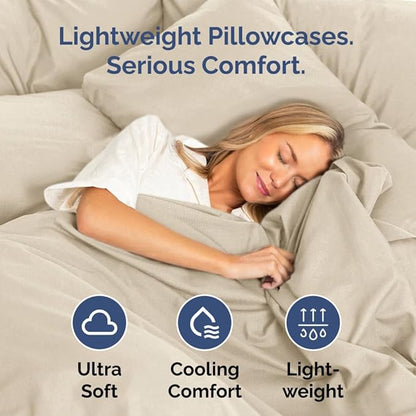 Queen Pillow Cases Set of 4 - Ultra Soft Hotel Quality Pillowcase Covers - Comfy, Cozy & Wrinkle Free - Shrinkage, Stain and Fade Resistant - Machine Washable Pillow Protectors - 4 Piece Set - Wheat