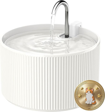 Ceramic Cat Water Fountain, 2.2L/74oz Cat Drinking Fountain | Quiet Pet Fountain for Indoor Cats and Small Dogs, BPA-Free Ceramic, Easy to Clean