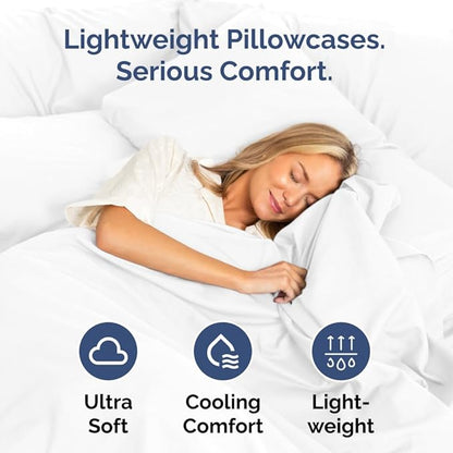 Standard Pillow Cases Set of 2 - Ultra-Soft Hotel Quality Pillowcase Covers - Comfy & Wrinkle Free - Stain and Fade Resistant - Machine Washable Pillow Protectors - 2 Piece Set - Standard Size White