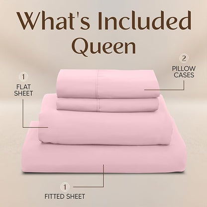 Utopia Bedding Queen Size Sheet Set – 4 Piece Bed Sheets, Soft and Breathable Microfiber, Includes 1 Fitted Sheet, 1 Flat Sheet and 2 Pillowcases – Oeko Tex (Crystal Pink)