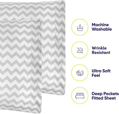Twin Size Bed Sheets - 4 Piece 1500 Supreme Collection Fine Brushed Microfiber Deep Pocket Twin Sheet Set Bedding - 1 EXTRA PILLOW CASES, GREAT VALUE, Twin, Chevron Gray