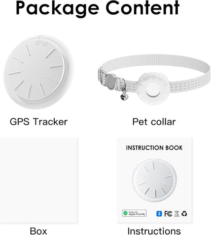 GPS Tracker for Cats (iOS Only), MINI GPS Cat Tracker, Real-Time Location Pet Tracker, No Monthly Fee, Compatible with Apple Find My,Anti-Lost,Finder Tag for Vehicles, Pets, Kids, Items (White)