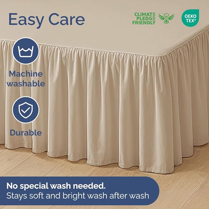 Bedskirt King Size Ruffle - 12 inch Drop Dust Ruffle Bed Skirt with Platform - Ultra-Soft, Easy Fit, Premium Hotel Quality - Wrinkle, Fade & Shrink Resistant - for Women, Men, Kids and Teens - Cream
