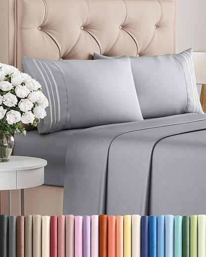 Cal King Size 4 Piece Sheet Set - Comfy Breathable & Cooling Bed Sheets Set - Hotel Luxury Bedding for Women, Men, Kids, Teens, Boys & Girls - Deep Pockets, Soft, Wrinkle Free - Oeko-Tex - Steel Blue