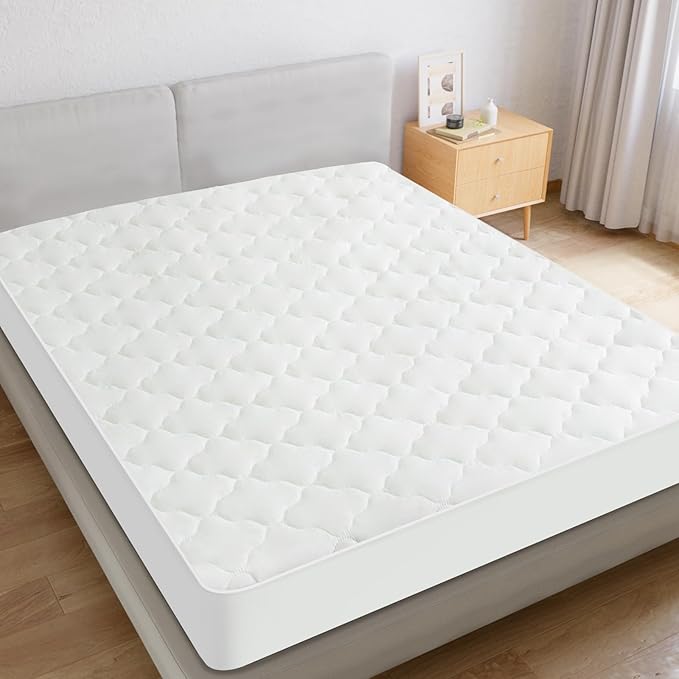 2 Pack Queen Mattres Protector Pad Waterproof Quilted, Soft & Cooling Queen Size Mattress Protector Cover Fitted with Deep Pocket up to 14", (White)