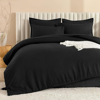 Litanika Oversized King Comforter Sets Black - 7 Pieces Bed in a Bag Oversized King Bedding Comforter Sets, Solid Lightweight Bed Set with Comforter, Sheets, Pillowcases & Shams