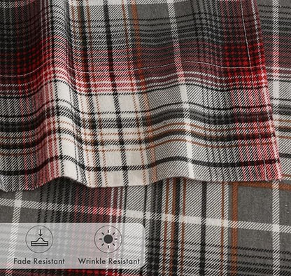 RUVANTI 100% Cotton Flannel Sheets King Size, 4 Pcs Set, Halloween Check