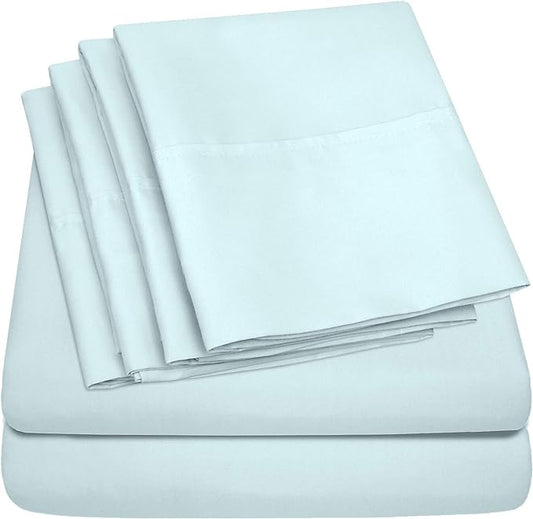 Full Size Bed Sheets - 6 Piece 1500 Supreme Collection Fine Brushed Microfiber Deep Pocket Full Sheet Set Bedding - 2 Extra Pillow Cases, Great Value, Full, Aqua