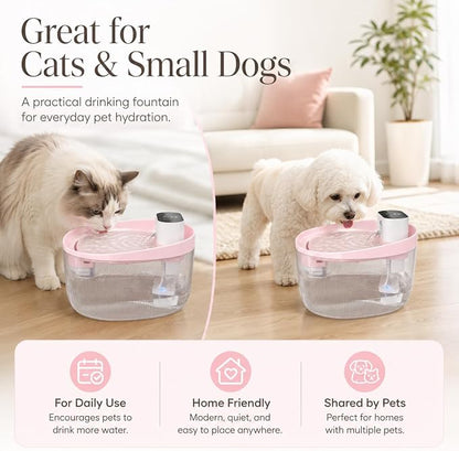 74oz/2.2L Cordless Cat Water Fountain, 5000mAh Battery Operated | 3 Smart Modes, with Motion Sensor, Ultra-Quiet, Pet Drinking Dispenser with LED Light, Wireless Fountain for Cats, Dogs