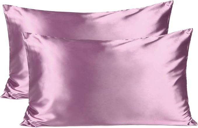 Yanibest Satin Pillowcase, Silk Pillow Cases for Hair and Skin with Zipper, Standard Pillow Cases Set of 2 for 20"x26", Exquisite Packaging for Women Men