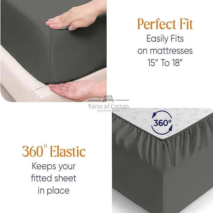 Split Head Flex 1 Qty Fitted Sheet for Adjustable Bed, Cal King 39" Split Down from Top 100% Egyptian Cotton 600 Thread Count, 18" Deep Pocket, Super Soft Wrinkle Free, Dark Grey