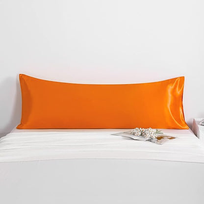 NTBAY Satin Body Pillowcase for Hair and Skin, Luxurious and Silky Pillow case with Envelope Closure, 20x54 Inches, Orange