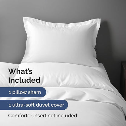 Duvet Cover Twin/Twin XL Size Set - Extra Soft Twin/Twin XL Duvet Cover 68" x 90" with 1 Pillow Sham - Hotel Luxury, Easy Care, Fade Free w/ Zipper Closures & Ties - Comfy, Cozy & Breathable (White)