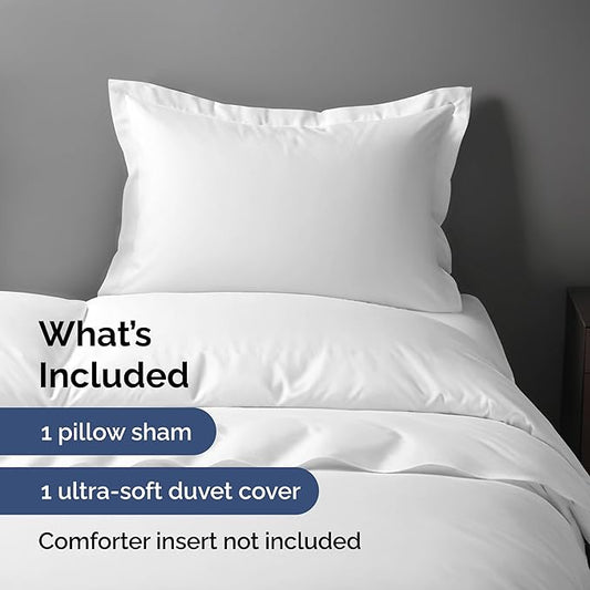 Duvet Cover Twin/Twin XL Size Set - Extra Soft Twin/Twin XL Duvet Cover 68" x 90" with 1 Pillow Sham - Hotel Luxury, Easy Care, Fade Free w/ Zipper Closures & Ties - Comfy, Cozy & Breathable (White)