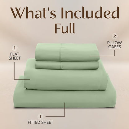 Utopia Bedding Full Sheet Set – 4 Piece Bed Sheets for Full Size Bed, Soft and Breathable Microfiber, Includes 1 Fitted Sheet, 1 Flat Sheet and 2 Pillowcases (Sage)