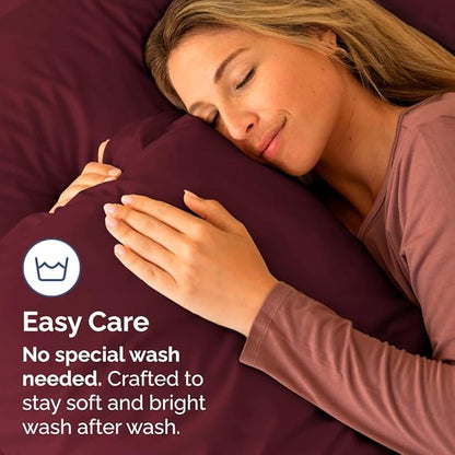 Standard Pillow Cases Set of 2 - Ultra-Soft Hotel Quality Pillowcase Covers - Comfy & Wrinkle Free - Stain and Fade Resistant - Machine Washable Pillow Protectors - 2 Piece Set - Standard Burgundy