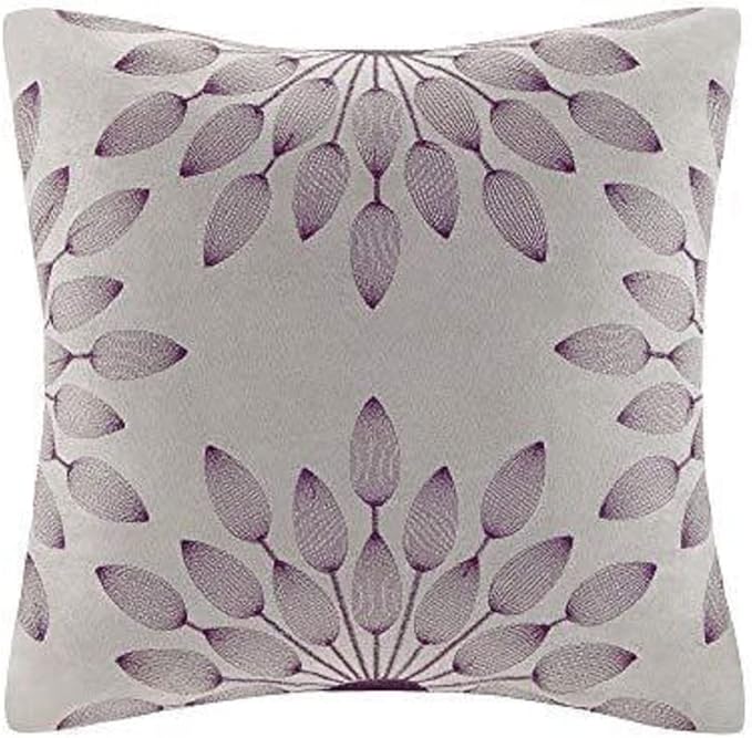Madison Park Palmer Comforter Set - Faux Suede Design, Striped Accent, All Season Down Alternative Bedding, Matching Shams, Decorative Pillow, Bed Skirt, Full (82 in x 90 in), Purple 7 Piece