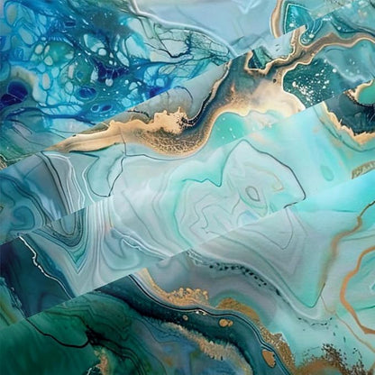 Turquoise Marble Comforter Set Queen Size Teal Blue Abstract Bedding Set Women Men Modern Aesthetic Comforters 3 Piece Gold Marbling Art Bed Sets Soft Lightweight Microfiber Comforter Sets