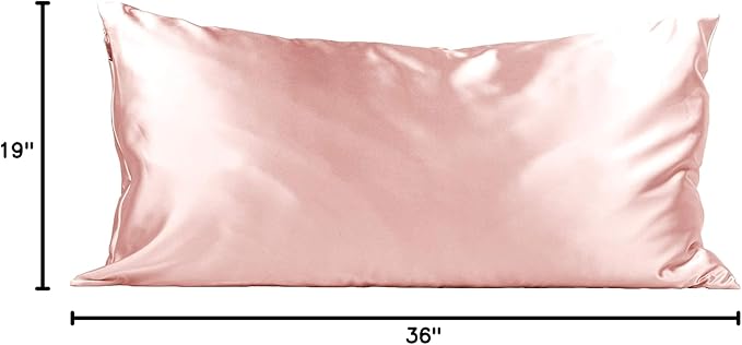 Kitsch Satin Pillowcase with Zipper for Hair & Skin - Softer Than Silk Pillow Cases, Smooth Cooling Satin Pillow Case, Wrinkle-Free, Machine Washable - King Size Satin Pillow Case (19x36) - Blush