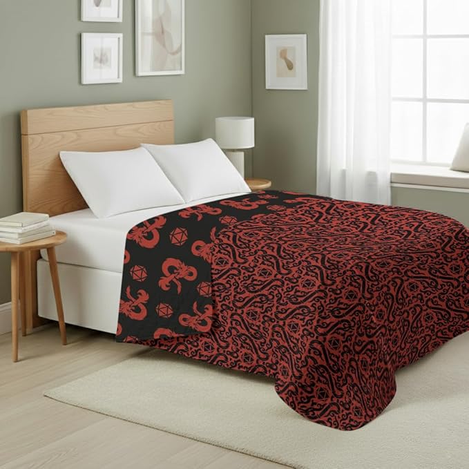 Northwest Dungeons & Dragons “Heed The Call” Full/Queen Quilted Blanket, Cozy Fantasy Bedding for Gamers, Kids & Adults, Throw for Bedroom, Sofa, or Game Room Décor, 90 x 90 Inches
